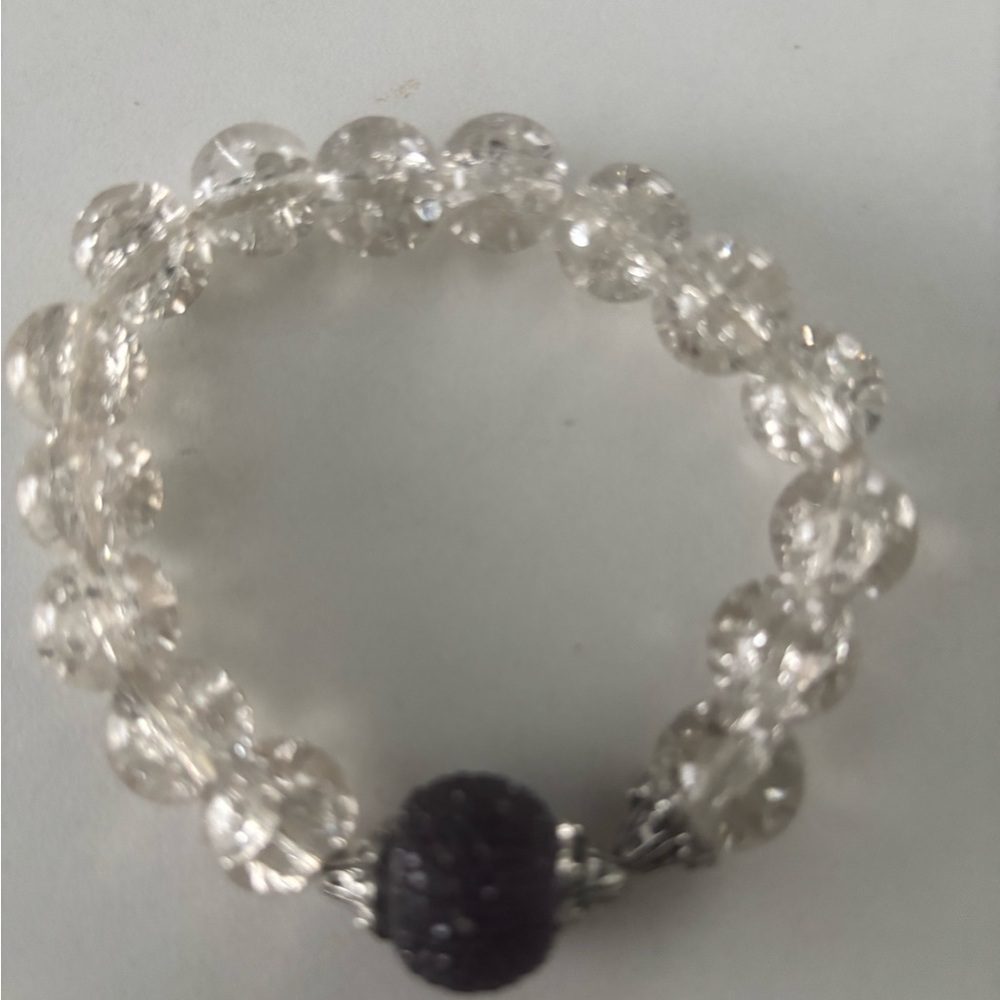 Elegant Silver and purple crystal Beaded Bracelet